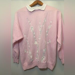 VTG 80S 90S SPUMONI PUFFY PAINT SWEATSHIRT CATS KITTIES KITTENS PINK SIZE S/M